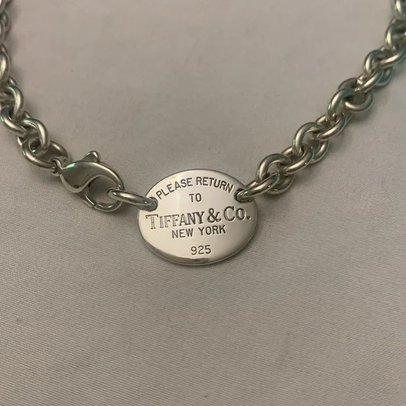 AUTH RETURN TO TIFFANY OVAL CHOKER NECKLACE 925  SOLID GENUINE STERLINg Silver - Picture 2 of 4